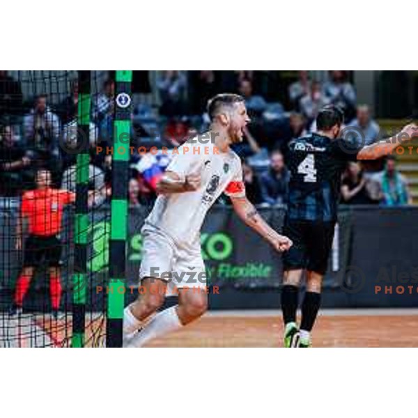Tod Ciuha of Siliko celebrates a goal during UEFA Futsal Champions League match between Siliko (SLO) and Forca (MKD) in Kodeljevo Hall, Ljubljana, Slovenia on October 30, 2025