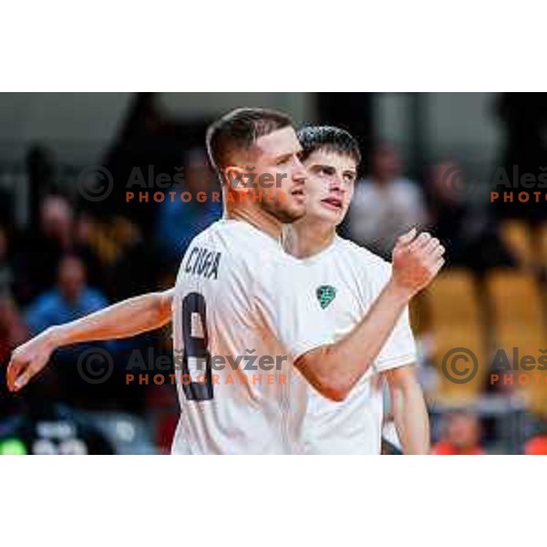 Tod Ciuha of Siliko celebrates a goal during UEFA Futsal Champions League match between Siliko (SLO) and Forca (MKD) in Kodeljevo Hall, Ljubljana, Slovenia on October 30, 2025