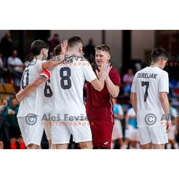 Tod Ciuha of Siliko celebrates a goal during UEFA Futsal Champions League match between Siliko (SLO) and Forca (MKD) in Kodeljevo Hall, Ljubljana, Slovenia on October 30, 2025
