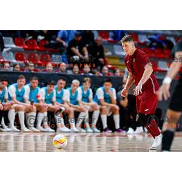 Nejc Berzelak of Siliko Vrhnika in action during UEFA Futsal Champions League match between Siliko (SLO) and Forca (MKD) in Kodeljevo Hall, Ljubljana, Slovenia on October 30, 2025