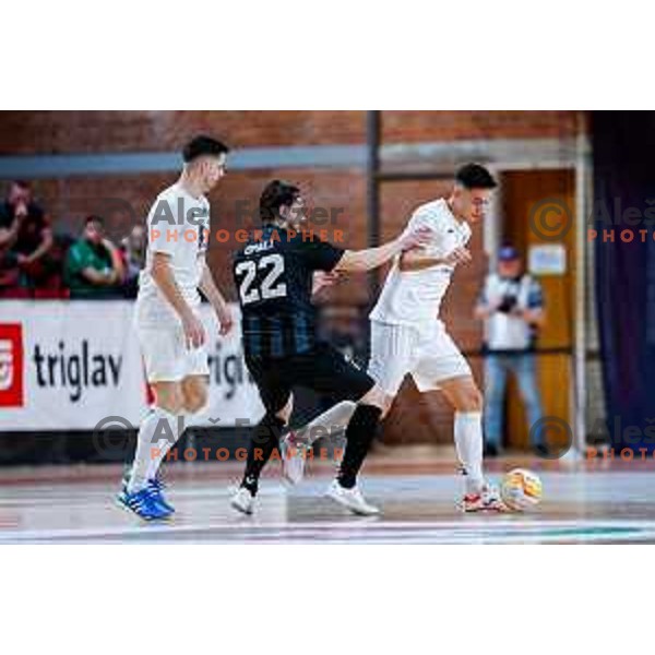 in action during UEFA Futsal Champions League match between Siliko (SLO) and Forca (MKD) in Kodeljevo Hall, Ljubljana, Slovenia on October 30, 2025