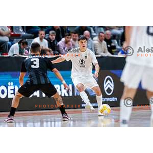 Ziga Frank in action during UEFA Futsal Champions League match between Siliko (SLO) and Forca (MKD) in Kodeljevo Hall, Ljubljana, Slovenia on October 30, 2025