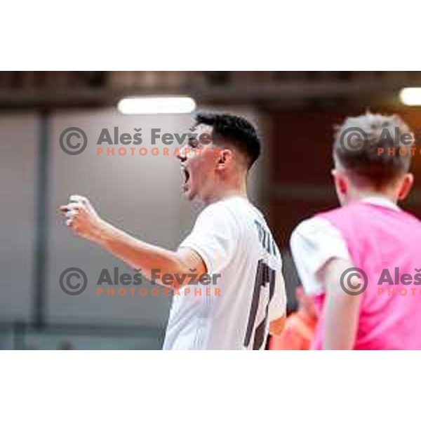 Gasper Trdin of Siliko Vrhnika celebrates a goal during UEFA Futsal Champions League match between Siliko (SLO) and Forca (MKD) in Kodeljevo Hall, Ljubljana, Slovenia on October 30, 2025