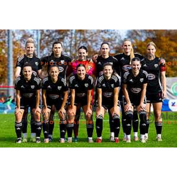 Starting XI of ZNK Mura Nona prior to the Triglav Women\'s Football League match between ZNK Olimpija and ZNK Mura Nona in Kodeljevo, Ljubljana, Slovenia on October 31, 2025. Photo: Filip Barbalic