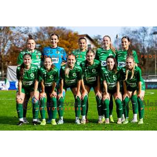 Starting XI of ZNK Olimpija prior to the Triglav Women\'s Football League match between ZNK Olimpija and ZNK Mura Nona in Kodeljevo, Ljubljana, Slovenia on October 31, 2025. Photo: Filip Barbalic