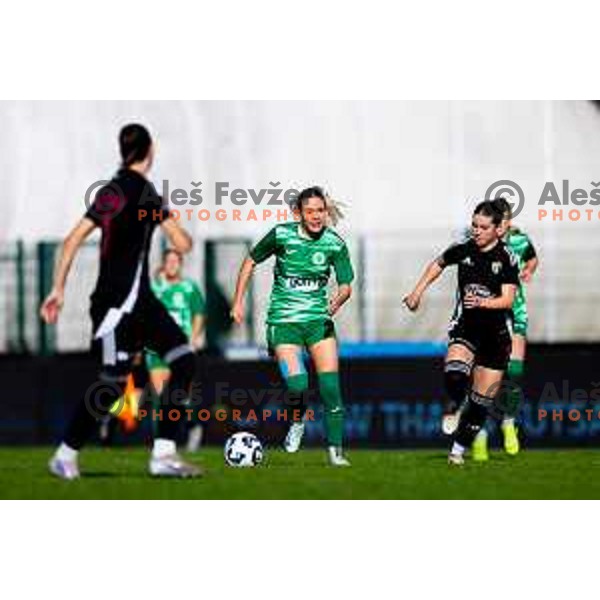Spela Gerbec of ZNK Olimpija in action during Triglav Women\'s Football League match between ZNK Olimpija and ZNK Mura Nona in Kodeljevo, Ljubljana, Slovenia on October 31, 2025. Photo: Filip Barbalic