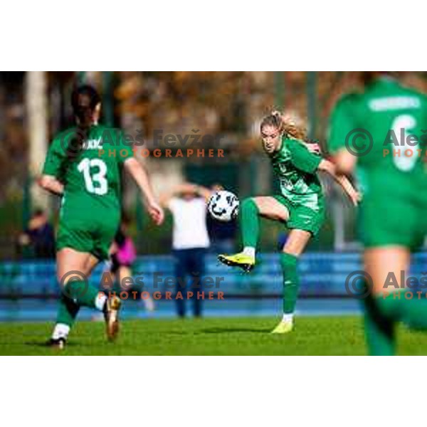 Masa Osojnik of ZNK Olimpija in action during Triglav Women\'s Football League match between ZNK Olimpija and ZNK Mura Nona in Kodeljevo, Ljubljana, Slovenia on October 31, 2025. Photo: Filip Barbalic