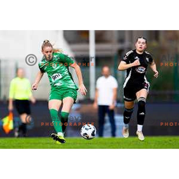 Masa Osojnik of ZNK Olimpija in action during Triglav Women\'s Football League match between ZNK Olimpija and ZNK Mura Nona in Kodeljevo, Ljubljana, Slovenia on October 31, 2025. Photo: Filip Barbalic