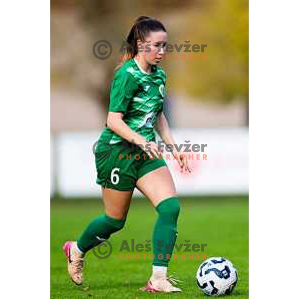 Monika Globocnik of ZNK Olimpija in action during Triglav Women\'s Football League match between ZNK Olimpija and ZNK Mura Nona in Kodeljevo, Ljubljana, Slovenia on October 31, 2025. Photo: Filip Barbalic