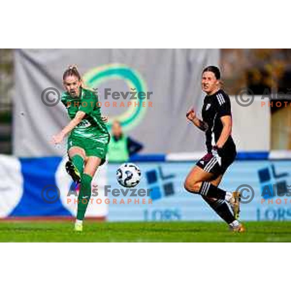 Masa Osojnik of ZNK Olimpija in action during Triglav Women\'s Football League match between ZNK Olimpija and ZNK Mura Nona in Kodeljevo, Ljubljana, Slovenia on October 31, 2025. Photo: Filip Barbalic