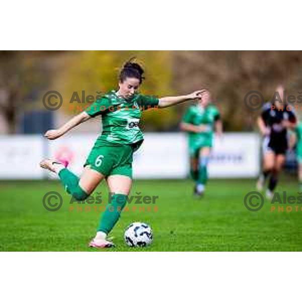 Monika Globocnik of ZNK Olimpija in action during Triglav Women\'s Football League match between ZNK Olimpija and ZNK Mura Nona in Kodeljevo, Ljubljana, Slovenia on October 31, 2025. Photo: Filip Barbalic