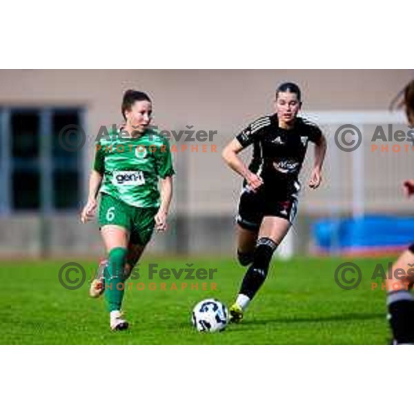 Monika Globocnik of ZNK Olimpija in action during Triglav Women\'s Football League match between ZNK Olimpija and ZNK Mura Nona in Kodeljevo, Ljubljana, Slovenia on October 31, 2025. Photo: Filip Barbalic