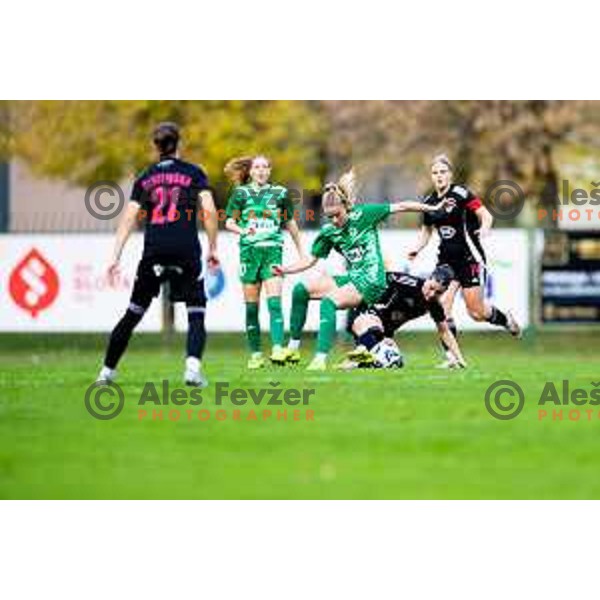Masa Osojnik of ZNK Olimpija in action during Triglav Women\'s Football League match between ZNK Olimpija and ZNK Mura Nona in Kodeljevo, Ljubljana, Slovenia on October 31, 2025. Photo: Filip Barbalic