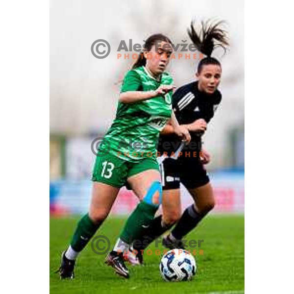 Dusica Lekic of ZNK Olimpija in action during Triglav Women\'s Football League match between ZNK Olimpija and ZNK Mura Nona in Kodeljevo, Ljubljana, Slovenia on October 31, 2025. Photo: Filip Barbalic