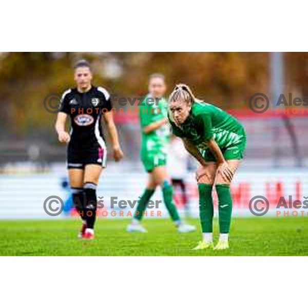 Masa Osojnik of ZNK Olimpija in action during Triglav Women\'s Football League match between ZNK Olimpija and ZNK Mura Nona in Kodeljevo, Ljubljana, Slovenia on October 31, 2025. Photo: Filip Barbalic