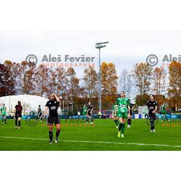 Masa Osojnik of ZNK Olimpija in action during Triglav Women\'s Football League match between ZNK Olimpija and ZNK Mura Nona in Kodeljevo, Ljubljana, Slovenia on October 31, 2025. Photo: Filip Barbalic