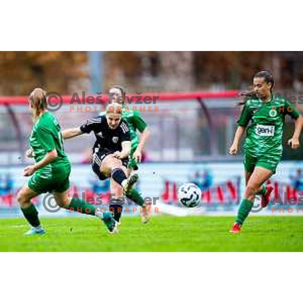 Lea Dolinar of ZNK Mura Nona in action during Triglav Women\'s Football League match between ZNK Olimpija and ZNK Mura Nona in Kodeljevo, Ljubljana, Slovenia on October 31, 2025. Photo: Filip Barbalic