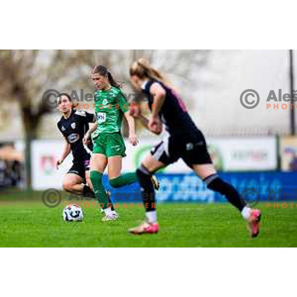 Neja Selan of ZNK Olimpija in action during Triglav Women\'s Football League match between ZNK Olimpija and ZNK Mura Nona in Kodeljevo, Ljubljana, Slovenia on October 31, 2025. Photo: Filip Barbalic