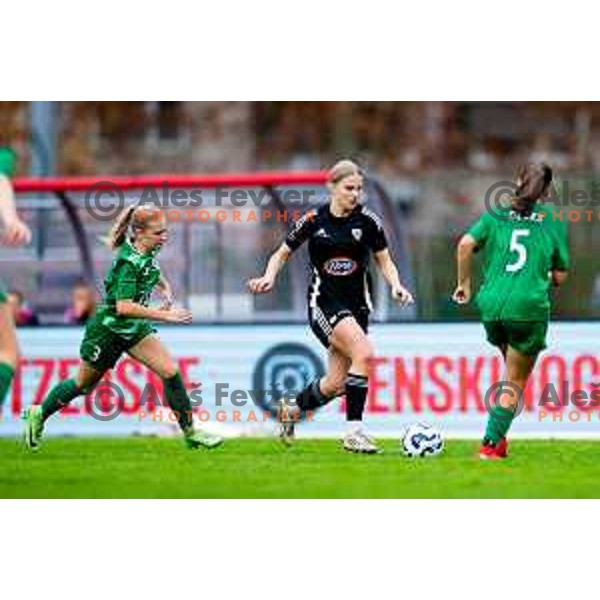 Lea Dolinar of ZNK Mura Nona in action during Triglav Women\'s Football League match between ZNK Olimpija and ZNK Mura Nona in Kodeljevo, Ljubljana, Slovenia on October 31, 2025. Photo: Filip Barbalic