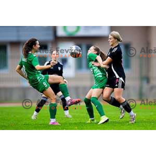 in action during Triglav Women\'s Football League match between ZNK Olimpija and ZNK Mura Nona in Kodeljevo, Ljubljana, Slovenia on October 31, 2025. Photo: Filip Barbalic