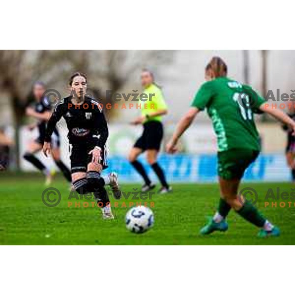 Lana Kavas of ZNK Mura Noan in action during Triglav Women\'s Football League match between ZNK Olimpija and ZNK Mura Nona in Kodeljevo, Ljubljana, Slovenia on October 31, 2025. Photo: Filip Barbalic