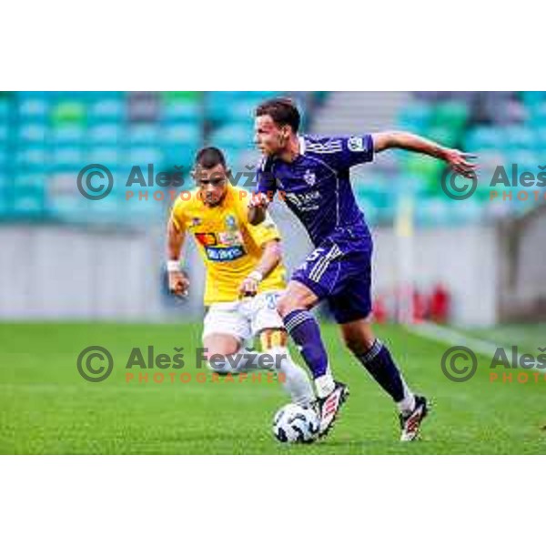 in action during Prva liga Telemach 2025/2026 football match between Bravo Big Bang and Maribor in Ljubljana, Slovenia on November 1, 2025