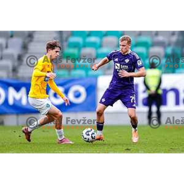 David Pejicic in action during Prva liga Telemach 2025/2026 football match between Bravo Big Bang and Maribor in Ljubljana, Slovenia on November 1, 2025