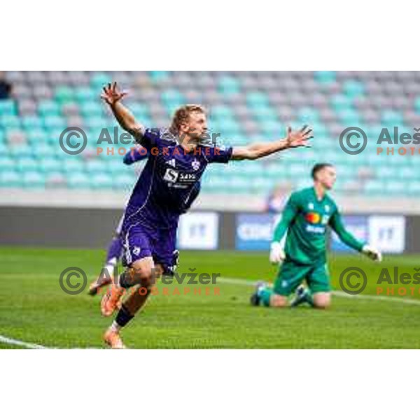David Pejicic of Maribor celebrates a goal during Prva liga Telemach 2025/2026 football match between Bravo Big Bang and Maribor in Ljubljana, Slovenia on November 1, 2025