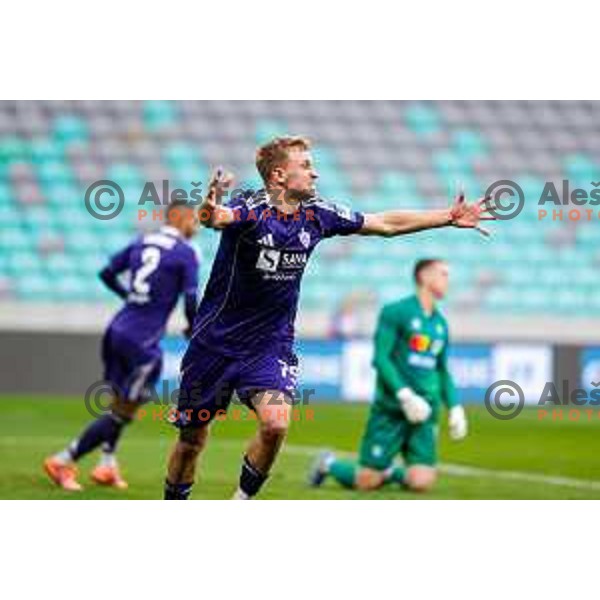 David Pejicic of Maribor celebrates a goal during Prva liga Telemach 2025/2026 football match between Bravo Big Bang and Maribor in Ljubljana, Slovenia on November 1, 2025