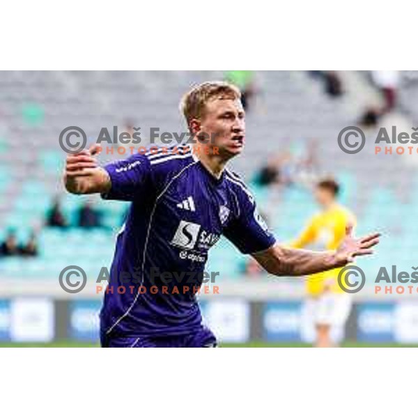 David Pejicic of Maribor celebrates a goal during Prva liga Telemach 2025/2026 football match between Bravo Big Bang and Maribor in Ljubljana, Slovenia on November 1, 2025