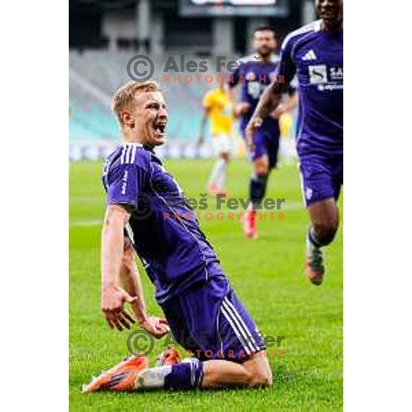 David Pejicic of Maribor celebrates a goal during Prva liga Telemach 2025/2026 football match between Bravo Big Bang and Maribor in Ljubljana, Slovenia on November 1, 2025