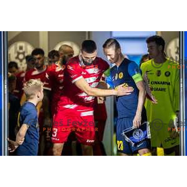 Aleksandar Zeljkovic vs Zan Karnicnik during Prva liga Telemach 2025/26 football match between NK Celje and NK Aluminij in Stadion z’dezele, Celje, Slovenia on November 1, 2025. Photo: Jure Banfi