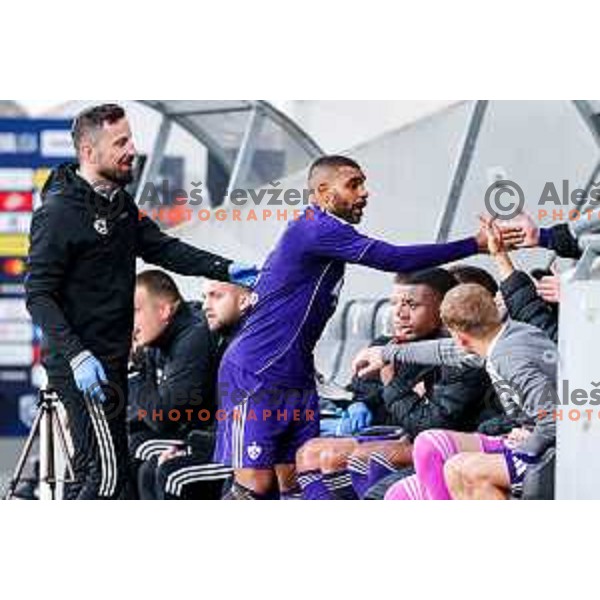 Hilal Soudani in action during Prva liga Telemach 2025/2026 football match between Bravo Big Bang and Maribor in Ljubljana, Slovenia on November 1, 2025