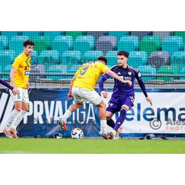 Admir Bristric and Omar Rekik in action during Prva liga Telemach 2025/2026 football match between Bravo Big Bang and Maribor in Ljubljana, Slovenia on November 1, 2025