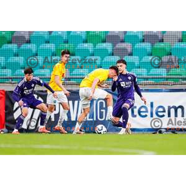 Admir Bristric and Omar Rekik in action during Prva liga Telemach 2025/2026 football match between Bravo Big Bang and Maribor in Ljubljana, Slovenia on November 1, 2025