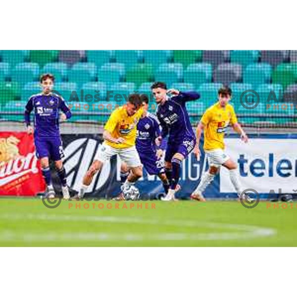 Admir Bristric and Omar Rekik in action during Prva liga Telemach 2025/2026 football match between Bravo Big Bang and Maribor in Ljubljana, Slovenia on November 1, 2025