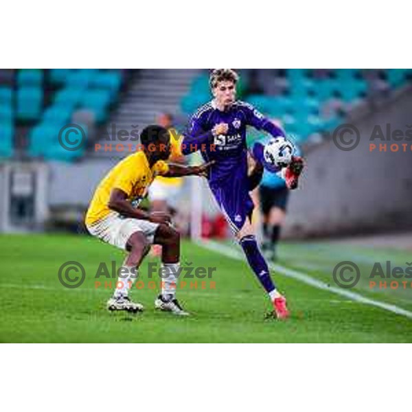 in action during Prva liga Telemach 2025/2026 football match between Bravo Big Bang and Maribor in Ljubljana, Slovenia on November 1, 2025