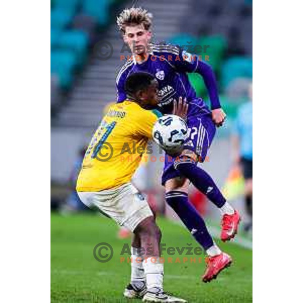 in action during Prva liga Telemach 2025/2026 football match between Bravo Big Bang and Maribor in Ljubljana, Slovenia on November 1, 2025