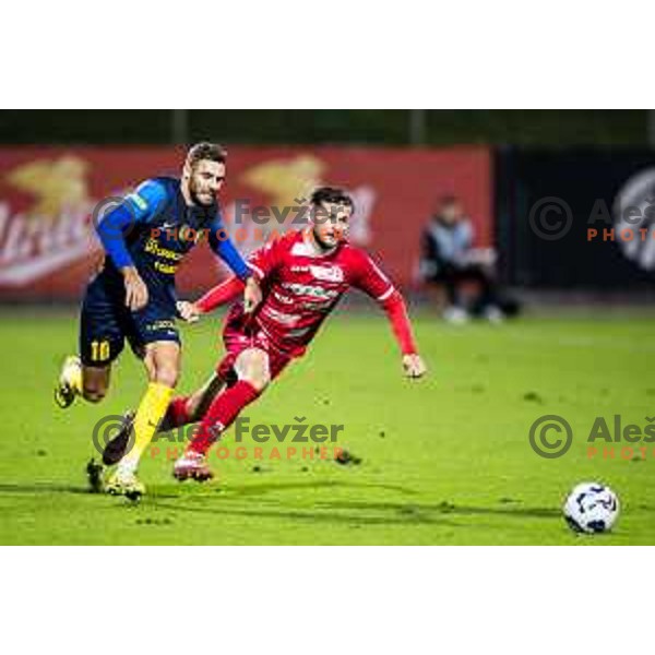 Danijel Sturm vs Ivijan Svrznjak in action during Prva liga Telemach 2025/26 football match between NK Celje and NK Aluminij in Stadion z’dezele, Celje, Slovenia on November 1, 2025. Photo: Jure Banfi