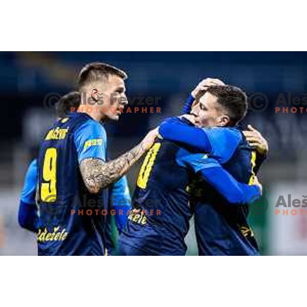 Mario Kvesic celebrates goal during Prva liga Telemach 2025/26 football match between NK Celje and NK Aluminij in Stadion z’dezele, Celje, Slovenia on November 1, 2025. Photo: Jure Banfi