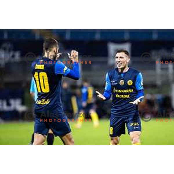 Mario Kvesic celebrates goal during Prva liga Telemach 2025/26 football match between NK Celje and NK Aluminij in Stadion z’dezele, Celje, Slovenia on November 1, 2025. Photo: Jure Banfi