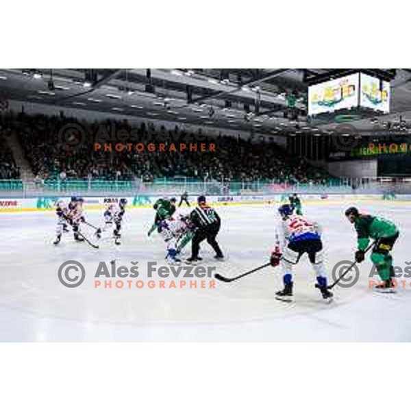 of SZ Olimpija in action during IceHL 2025/2026 ice-hockey match between SZ Olimpija and Tiwag Innsbruck in Tivoli Hall, Ljubljana, Slovenia on October 12, 2025
