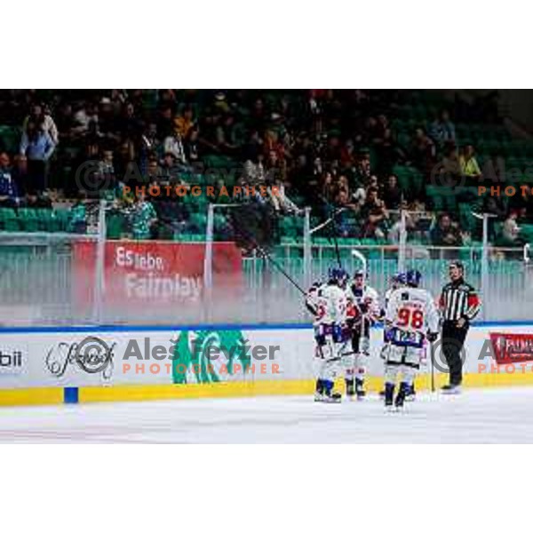 of SZ Olimpija in action during IceHL 2025/2026 ice-hockey match between SZ Olimpija and Tiwag Innsbruck in Tivoli Hall, Ljubljana, Slovenia on October 12, 2025