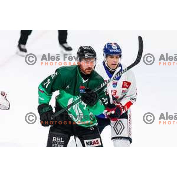 of SZ Olimpija in action during IceHL 2025/2026 ice-hockey match between SZ Olimpija and Tiwag Innsbruck in Tivoli Hall, Ljubljana, Slovenia on October 12, 2025
