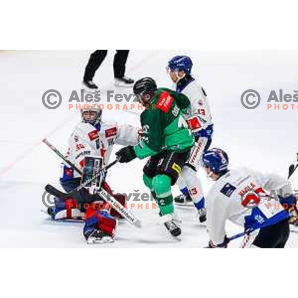 of SZ Olimpija in action during IceHL 2025/2026 ice-hockey match between SZ Olimpija and Tiwag Innsbruck in Tivoli Hall, Ljubljana, Slovenia on October 12, 2025