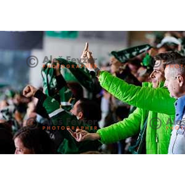 of SZ Olimpija in action during IceHL 2025/2026 ice-hockey match between SZ Olimpija and Tiwag Innsbruck in Tivoli Hall, Ljubljana, Slovenia on October 12, 2025