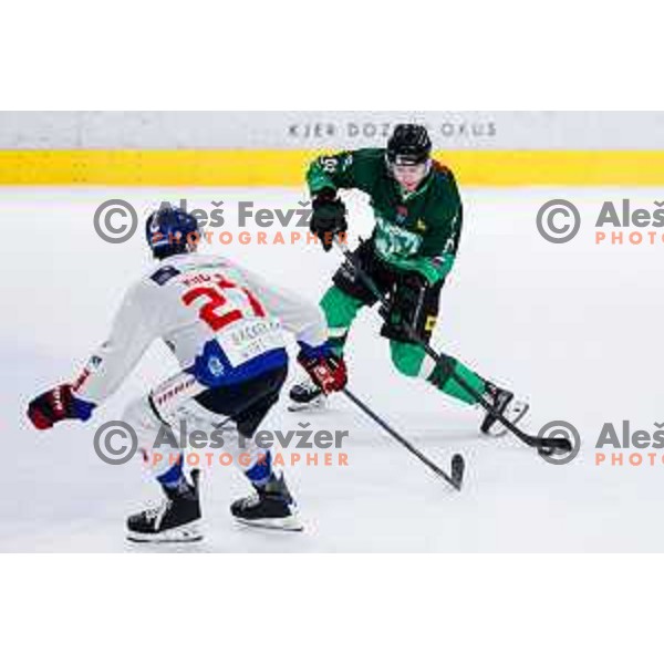 Nicolai Meyer of SZ Olimpija in action during IceHL 2025/2026 ice-hockey match between SZ Olimpija and Tiwag Innsbruck in Tivoli Hall, Ljubljana, Slovenia on October 12, 2025