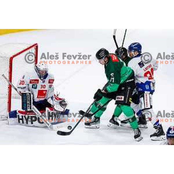 Ziga Mehle of SZ Olimpija in action during IceHL 2025/2026 ice-hockey match between SZ Olimpija and Tiwag Innsbruck in Tivoli Hall, Ljubljana, Slovenia on October 12, 2025