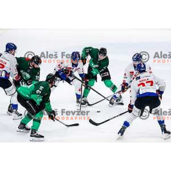 of SZ Olimpija in action during IceHL 2025/2026 ice-hockey match between SZ Olimpija and Tiwag Innsbruck in Tivoli Hall, Ljubljana, Slovenia on October 12, 2025