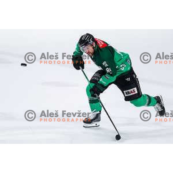 of SZ Olimpija in action during IceHL 2025/2026 ice-hockey match between SZ Olimpija and Tiwag Innsbruck in Tivoli Hall, Ljubljana, Slovenia on October 12, 2025